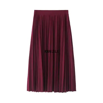

Skirts Spring and Autumn New Fashion Women High Waist Pleated Solid Color Half Length Elastic Skirt Promotions Lady Black Pink