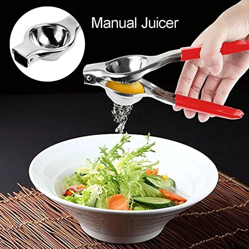 

Stainless Steel Handmade Lemon Extruder Citrus Press Practical Tool Silicone Handle Environmentally Friendly Horizontal Style