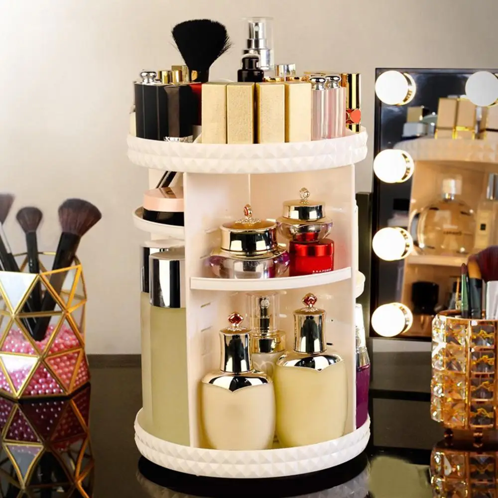360 Degree Rotating Cosmetic Storage Box Makeup Organizer Cosmetics Storage Rack Fashion Crystal Shelf Display Stand High Holder 360 Degree Rotating Cosmetic Storage Box Makeup Organizer Cosmetics Storage Rack Fashion Crystal Shelf Display Stand High Holder