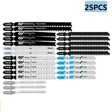 25PCS Jig Saw Blade T Haste Jigaw Lâmina Para Madeira Metal Plástico Jigsaw Aço Alto Carbono Lâmina de Aço de Carbono Elevado Lâminas de Serra