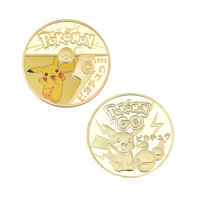 WR Пикачу позолоченные Коллекционные монеты с держателем японские монеты оригинальные аниме монеты подарок на год дропшиппинг - Цвет: coin 2
