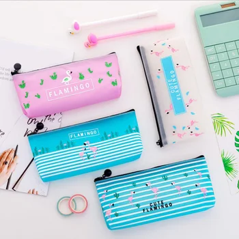 

1Pcs Kawaii Pencil Case Cartoon Flamingo Ccosmetic Bag Gift Estuches School Pencil Box Pencil Bag School Supplies Stationery