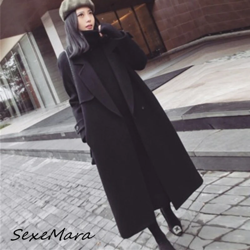 

2019 Korean Fashion New Style Elegant Winter Fall Cardigan Women Cashmere Woolen Coat