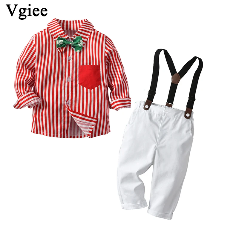 

Vgiee Boys Set Baby Clothes Long Sleeve Striped Christmas Outfit Kids Clothing Birthday Party and Wedding Boy Children Set CC778