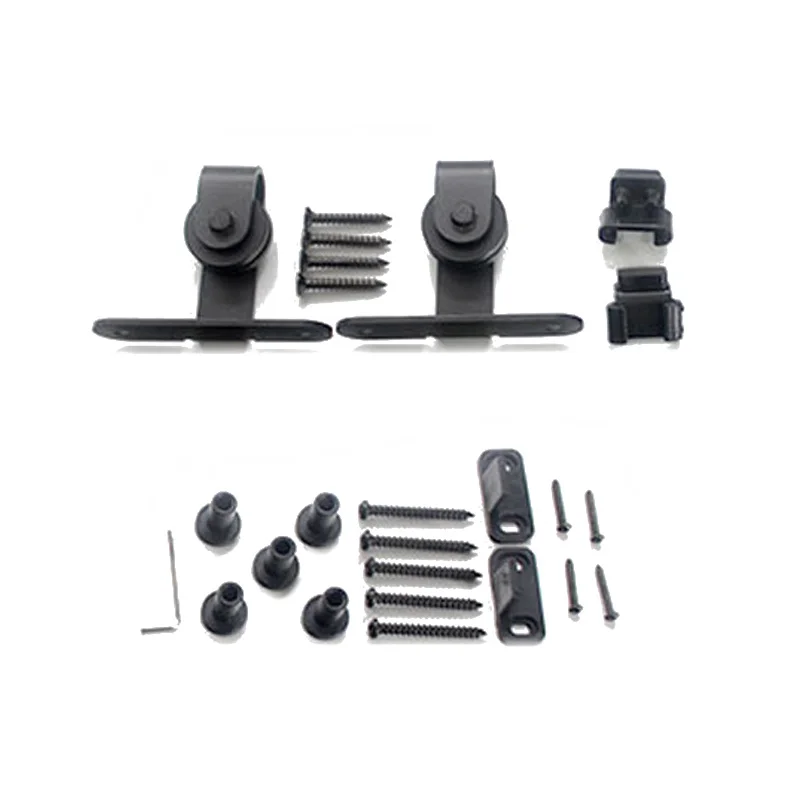 

Mini Sliding Barn Door Hardware Cabinet Hanging Rail Set Smooth Silent Top Mounted Wheel Limiters Sockets Floor Guide Screws