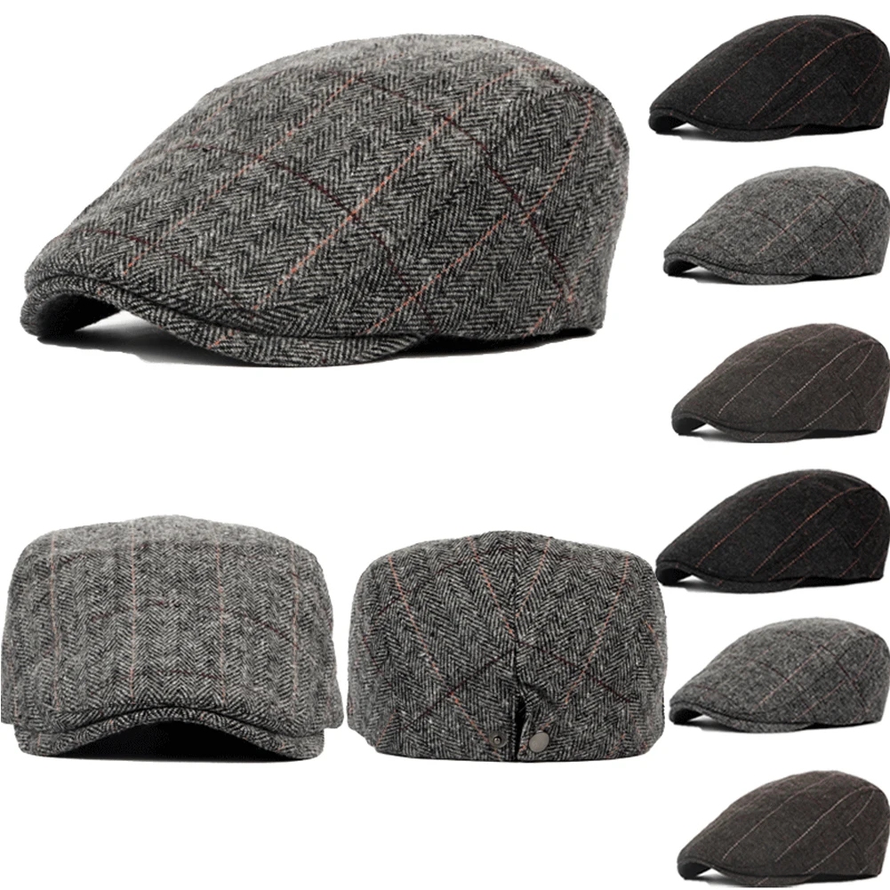 Мужская плоская кепка берет в елочку Newsboy Bakerboy Hat Peaky blinds cap