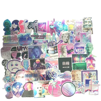 

65Pcs/Set Cool Laser Star Stickers For Motorcycle Notebook Trolley Case Skateboard Colorful Skull Cross Dope Sticker Pack Decals
