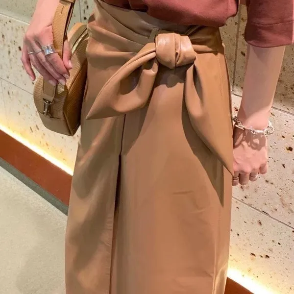 Vrouwen Faux Fur Lederen Pu Midi Rokken Hoge Taille Zwart Kaki Office Dames Wrap Rok Stretch Jupe Femme Vrouwen Faux Fur Lederen Pu Midi Rokken Hoge Taille Zwart Kaki Office Dames Wrap Rok Stretch Jupe Femme