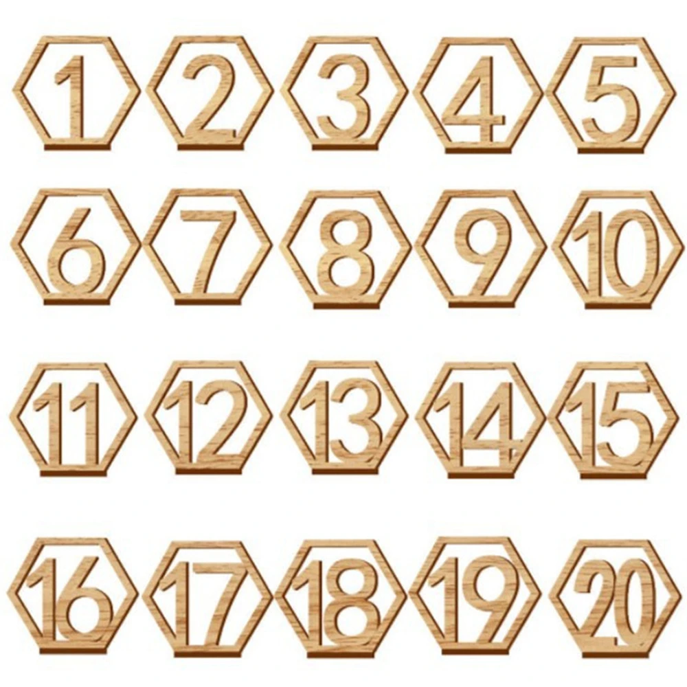 10Pcs 1-40 Numbers Wood Signs Wedding Hexagon Table Number Wooden Table Numbers Birthday Party Engagement Seat Sign Gift wooden wedding supplies