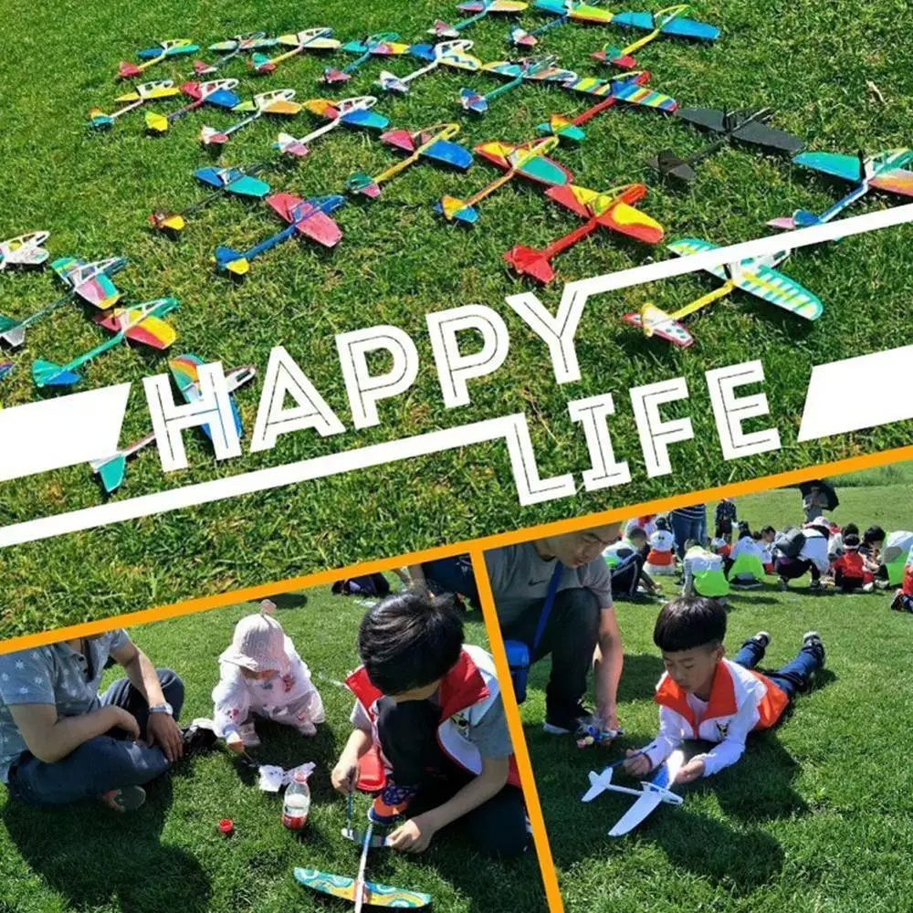 

DIY ToyCatapult Glider Aircraft Toys for Boys Foam Airplane Assembled Hand Throwing Planes Outdoor Toys For Children Interactive