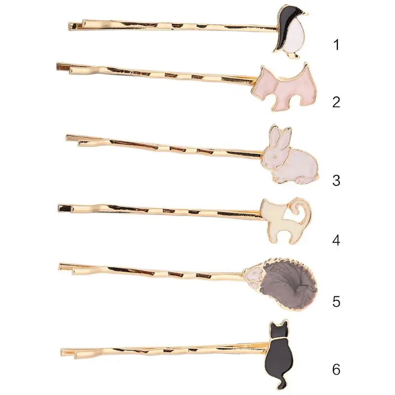 

Korean Ultrathin Wavy One Word Hairpin Women Girl Cute Cartoon Animal Penguin Hedgehog Hair Clip Glitter Drop Oil Metal Barrette
