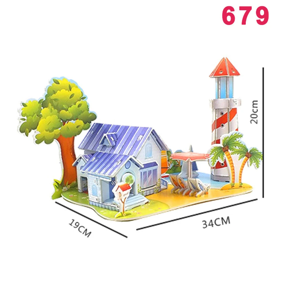 3D головоломка бумага DIY забавная доска Раннее Обучение архитектурный дом Монтессори дети диссекционные формы YJS Прямая поставка - Цвет: 679