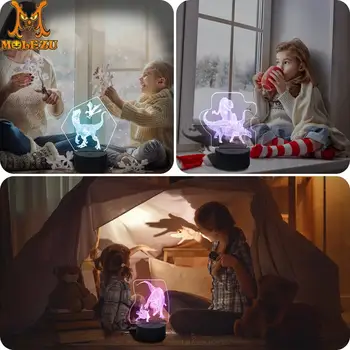 

Molezu Remote Or Touch Control 3D LED Night Light Three Kinds Of Dinosaur Shaped Table 8 Colors Lamp Home Decoration