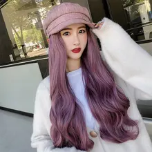 Модные женские армейские кепки Осень Зима Ретро береты с длинной волной парик женский