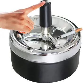 

Stylish Metal Windproof Press Rotating Lid Home Office Hotel Ashtray Smoker Gift