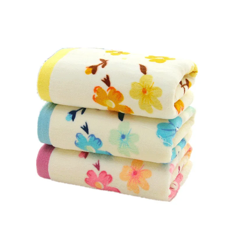 

3pcs/lot 100% Cotton Face Flower Towel Floral Print Terry Home Hair Hand Bathroom Towels Soft Water Absorbent Facecloth 34*74cm