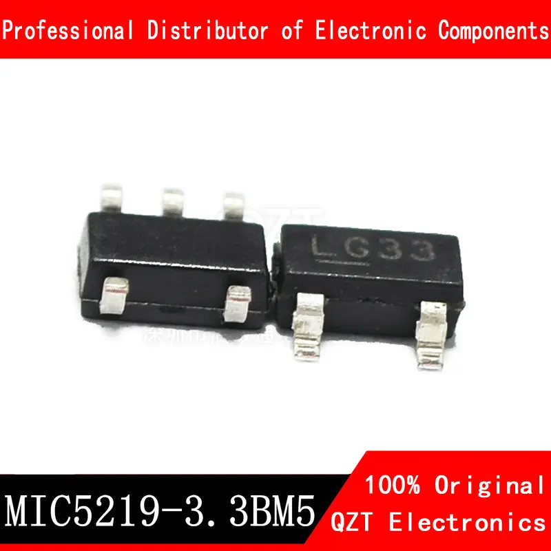 10pcs/lot MIC5219-3.3BM5 SOT-23 MIC5219-3.3 3.3V MIC5219-3.3YM5 LG33 LDO Regulator