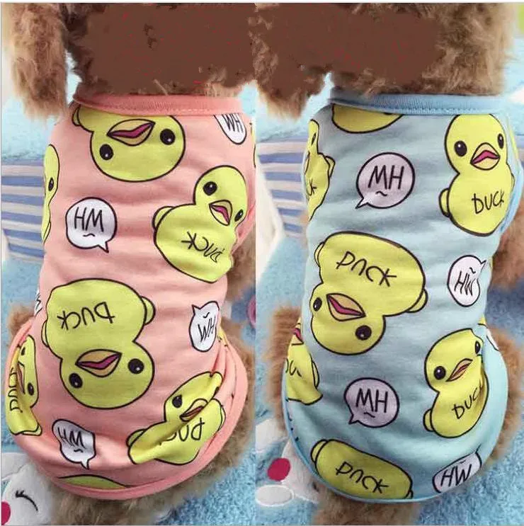 

Cute Pet Dog Clothing Duck Printed Summer Cat Dog Shirt Vest Dog Mesh breathable vest Puppy Vest