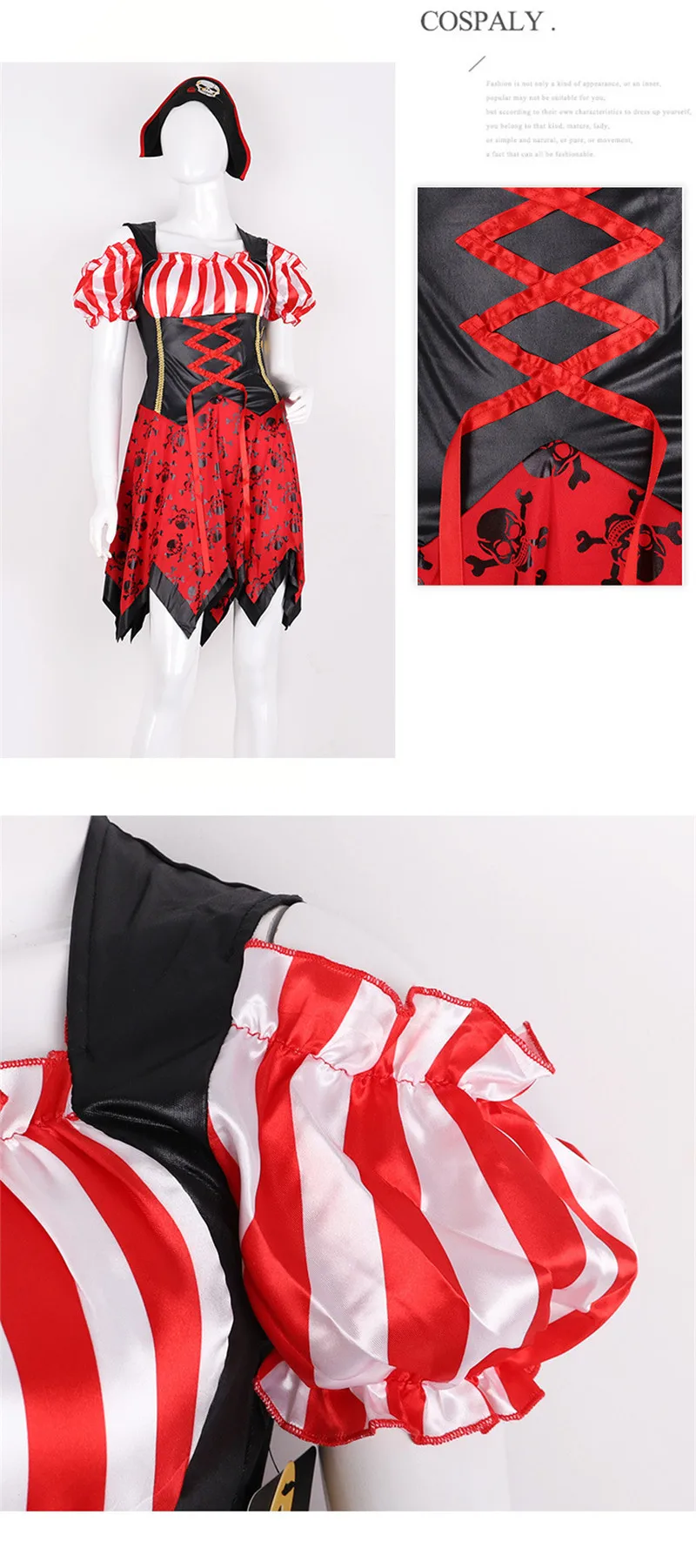 Adult Women skeleton Pirate Costume Stage Performance Pirates Cosplay Costumes Carnival Party Halloween Dress