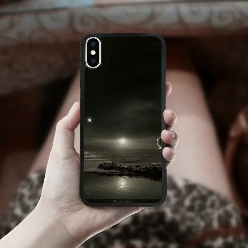 Sky Space Planet Black and White PC TPU Hard Plastic Back Case Mobile Phone Bag for iphone XS Max in Fitted Cases | Мобильные