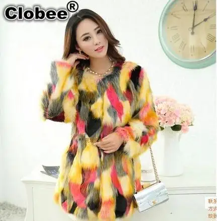 Vetement 2020 Colorful Designer Faux Fox Fur Coat Long Short Women's winter and Jacket S-5XL casaco feminino Y665 | Женская одежда