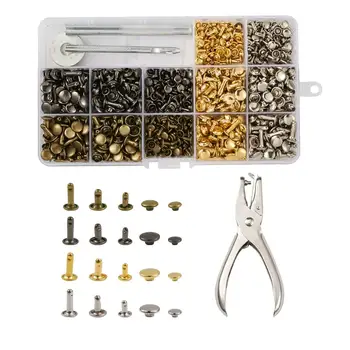 

DIY Jewelry Sets with Alloy Handheld Puncher Mixed Color Leather Rivets for Leather Double Cap Rivet Tubular