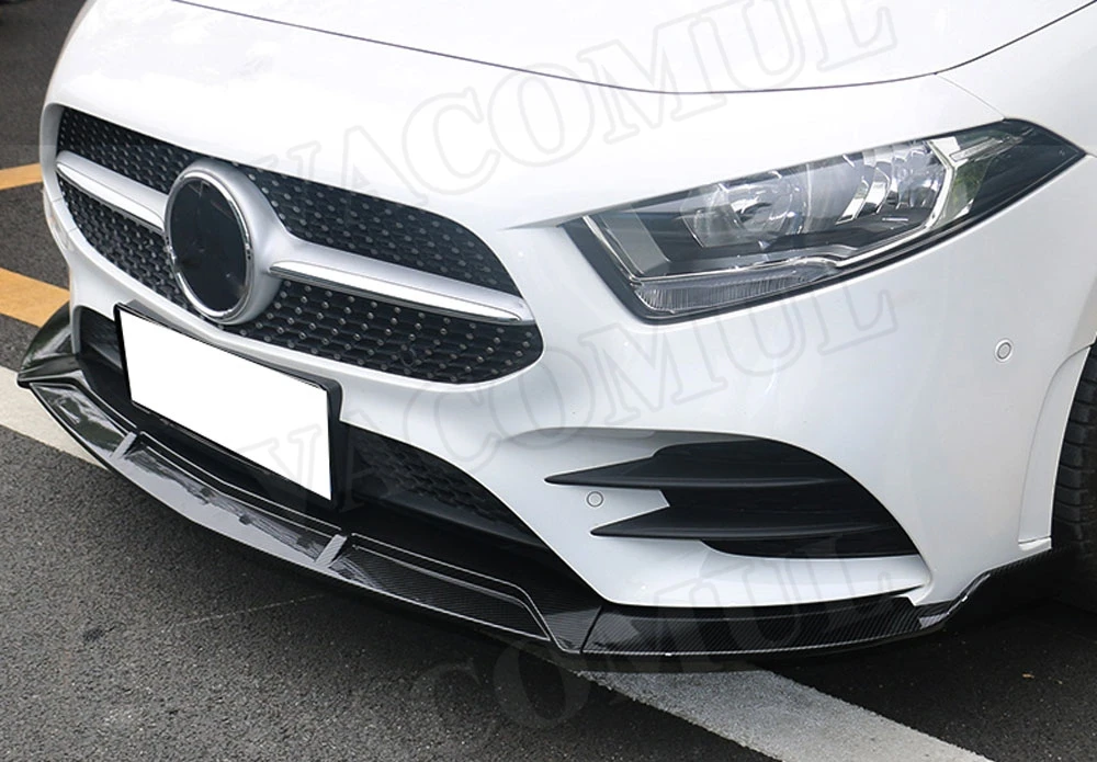 ABS черный Передний спойлер для Mercedes-Benz A Class W177 Sport A45 AMG 3 шт голова бампер подбородок сплиттеры