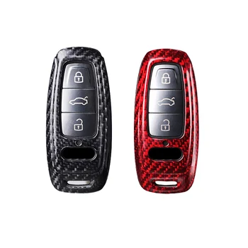 

High Quality Carbon Fiber Key Cover Case Protector For Audi Q8 C8 A6 A7 A8 2018 2019 Auto Holder Protection Shell Accessories