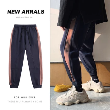 

Winter New Plus Velvet Thick Pants Men Fashion Contrast Casual Joggers Pants Man Streetwear Wild Hip Hop Loose Trousers Men
