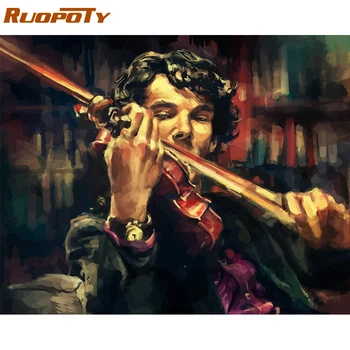 

RUOPOTY Frame Picture Diy Painting By Numbers Play Violin Canvas By Numbers Handpainted Oil Painting Home Wall Arts Diy Gift