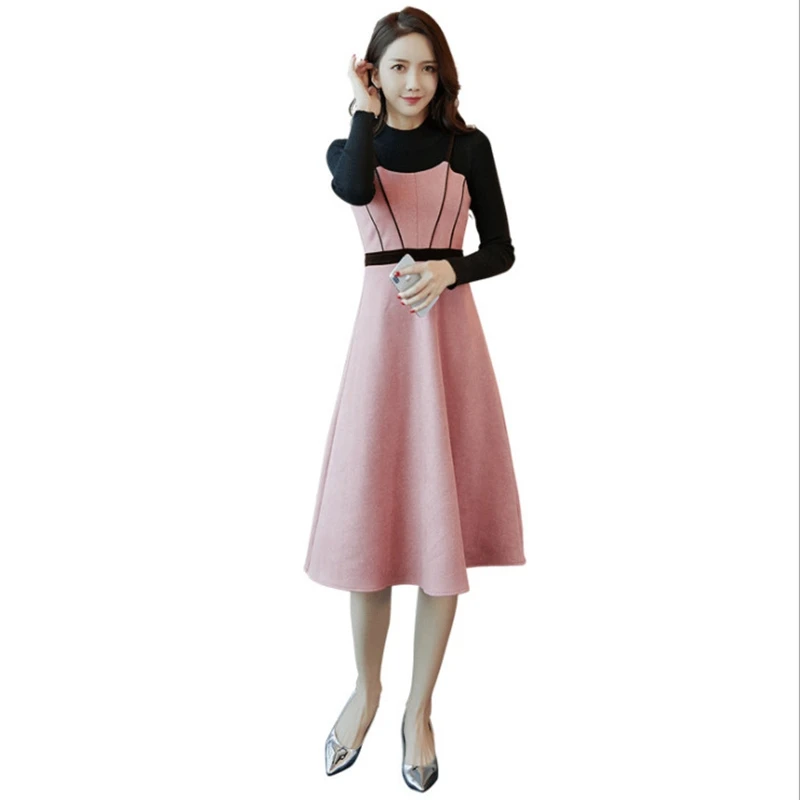

slim Women's sweater with dress office lady units New Fashion Sweet A-shaped Two Suits F619
