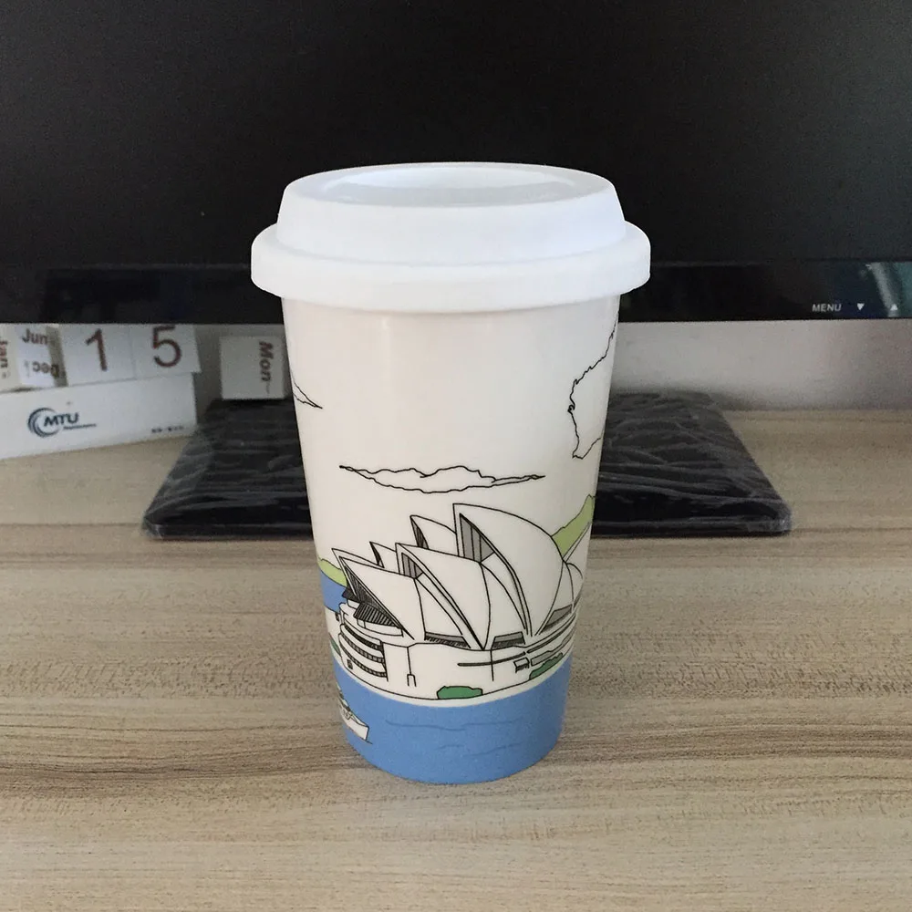 350 мл креативная кофейная кружка с двойной стенкой керамическая силиконовой