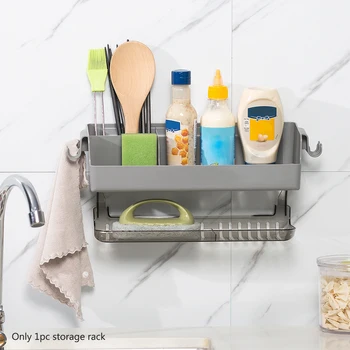 

2 Tiers Drainage Design Storage Basket Shampoo Holder Modern Wall Mounted Shower Caddy Easy Install Punch Free Kitchen Bathroom