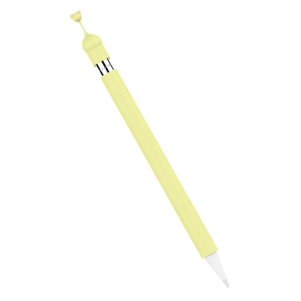 For Apple Pencil Accessories Case Cover, Protective Sleeve Cute Soft Grip with Charging Cap Holder (Yellow)