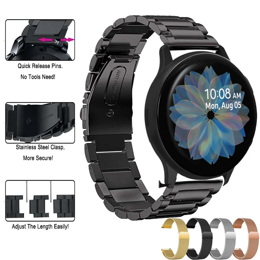 Ремешок для часов классический Samsung Gear sport S2 S3 22/20 мм huawei GT 2 42/46 galaxy watch active 40/44