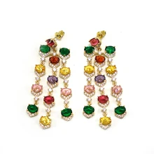 

63mm Multicolor Trendy Long Tassels Earrings For Women Wedding Party Indian Dubai Bridal Jewelry boucle d'oreille femme Gift