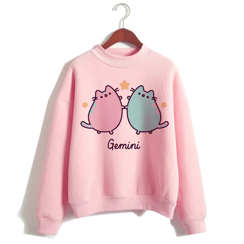 Pusheen Кошка толстовки Harajuku для женщин Забавный мультфильм толстовка Kawaii Ullzang милый с капюшоном Корейская зима 90s теплая толстовка женская - Цвет: 1029