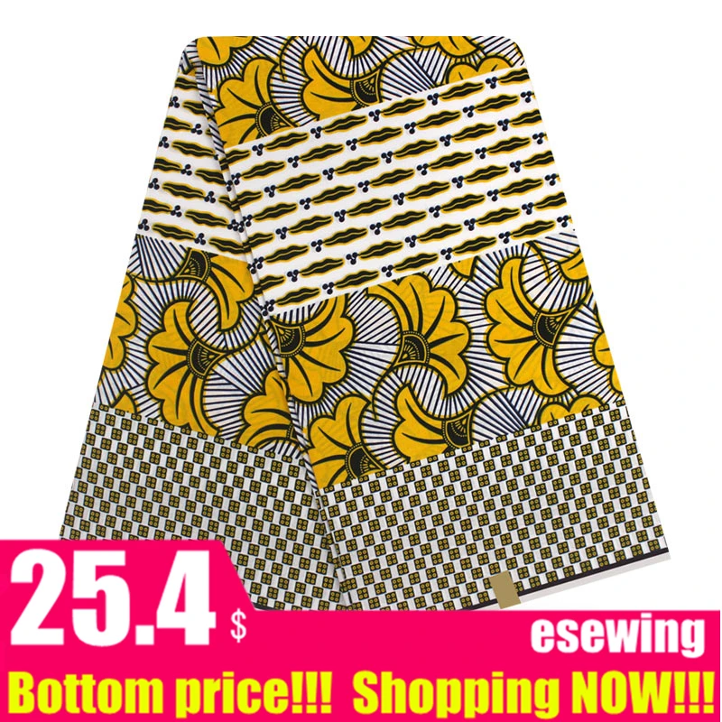 Настоящий гарантированный настоящий голландский воск высокого качества, ткань с принтом, 6 ярдов, африканская ткань для шитья, 120409