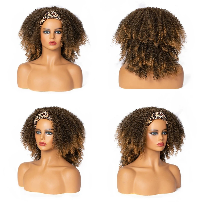 Encaracoladas com Lenço Peruca de Comprimento do Ombro Encaracoladas para Mulheres Perucas Encaracoladas Negras 16 Wig 3 Perucas encaracoladas com lenço 16 wig wig