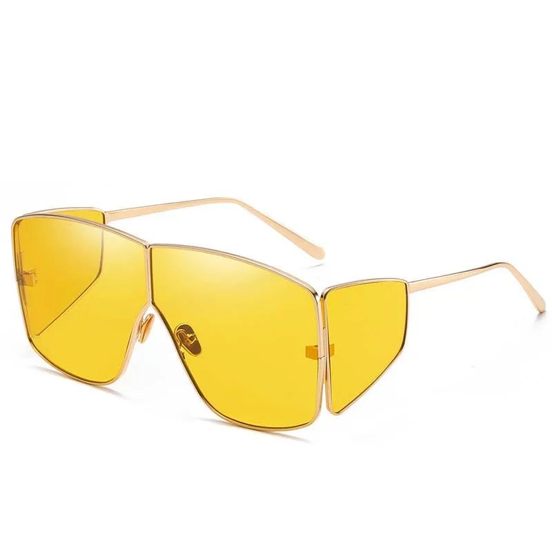 Роскошные Мужские солнечные очки больших размеров женские Уникальные брендовые большие оправы женские сексуальные розовые Защита от солнца квадратные очки Lunette Femme подарок - Цвет линз: C3 Yellow