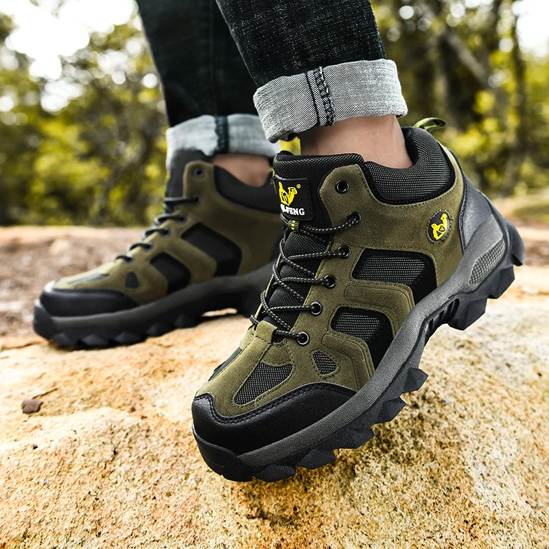 Large Size Outdoor Ankle Boots Men Snow Boots Fashion Lace Up Casual Sneakers Leather Winter Cowboy Footwear Hiking Shoes Spring