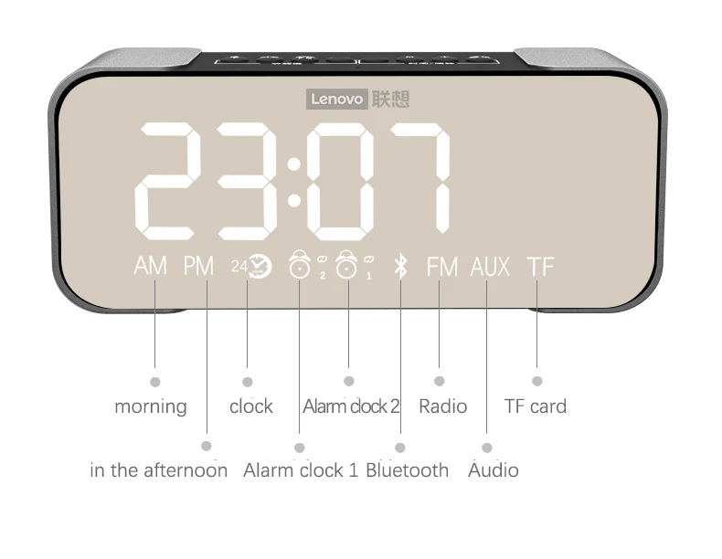 Lenovo L022 LED Alarm Clock Bluetooth Speaker