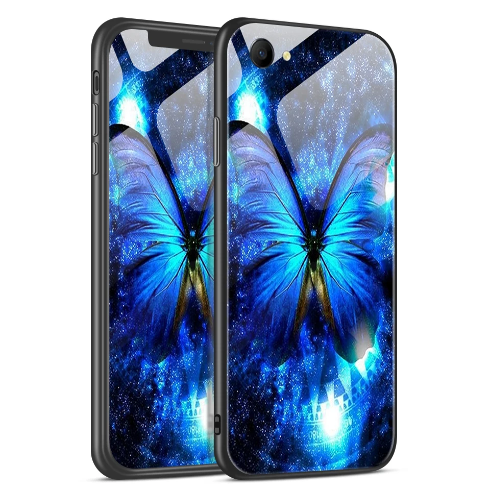 Для oppo A3 A3S A39 A5 A7 A57 закаленное Стекло чехол для телефона для oppo AX5 AX7 мягкие edge чехол для телефона CPH1803 1901 1701 защитный чехол-раковина - Цвет: W199