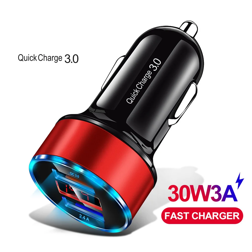 Автомобильное зарядное устройство OLAF QC 3,0 USB для samsung a50 S9 Quick Charge 3,0 30W 3A быстрая зарядка автомобильное зарядное устройство 2 usb-порта зарядное устройство для мобильного телефона s