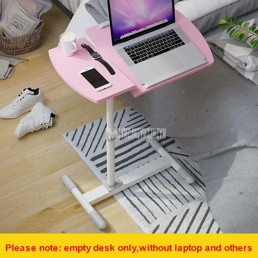 Простой дизайн, стол для ноутбука, деревянный Рабочий стол, вращающийся по высоте, регулируемая кровать, столик для ноутбука, стол для ноутбука, подставка для ноутбука, поднос, стальная рама - Цвет: Pink