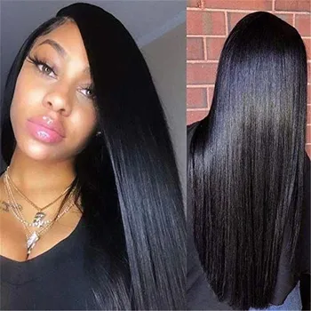 

Natural Color Long Silk Straight Hair Lace Front Wig with Silk Base Human Hair Wigs Pre plucked With Baby Hair