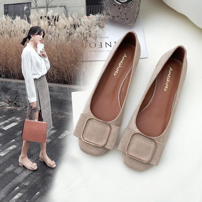 

What 2019 New Style Chunky-Heel Shoes Women's Pointed Toe Ol Low Heel High Heel Shoes Simple Going to Work Business WOMEN'S Shoe