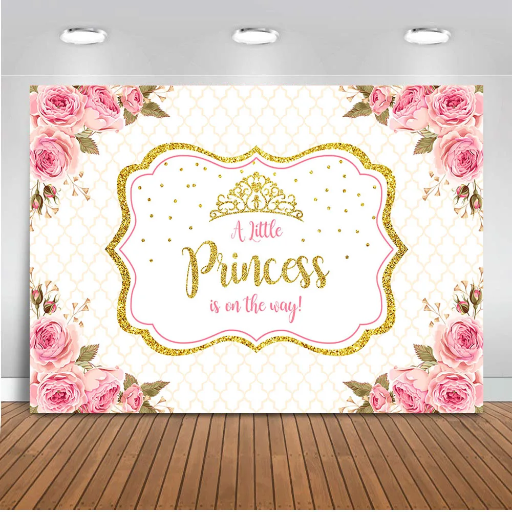 Принцесса фон для фотографии Золотой Фон с короной фотостудии розовый цветок