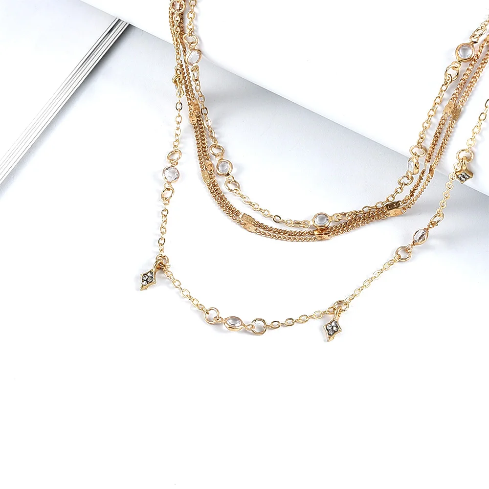 New Fashion Gold Crystal Stars Pendant Necklaces For Women Necklace 2020 Multilevel Female Boho Vintage Jewelry Wedding Gift