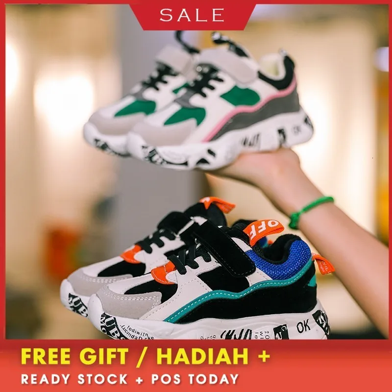 

2019 Winter Kids Sports Shoes Children Casual Boys Patchwork Sneaker Fashion Autumn Graffiti Girls Student Boots Anti-Slippery